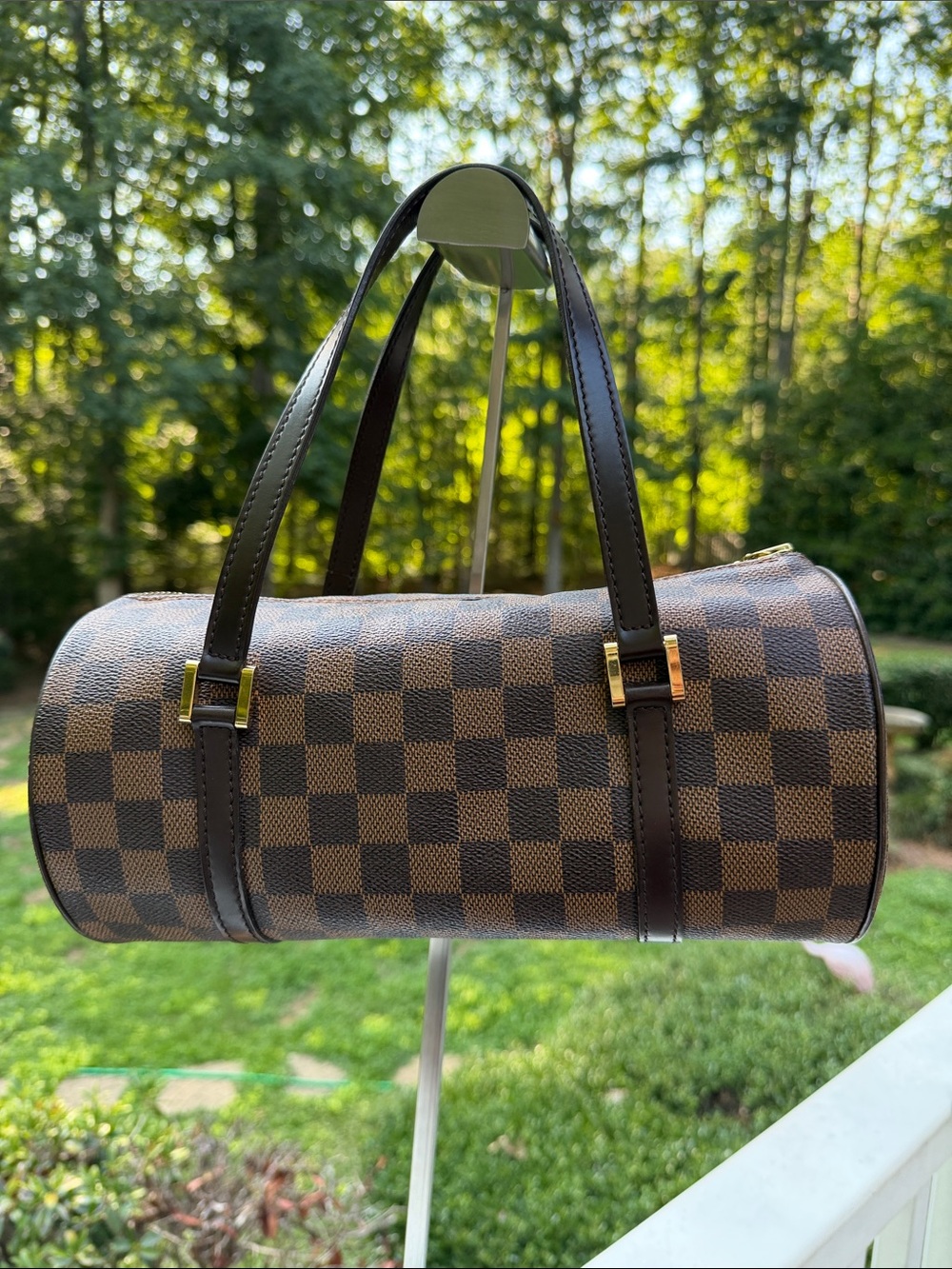 Louis Vuitton Authentic Papillon handbag in Damier Ebene Checkerboard Canvas 26 - Picture 12 of 17